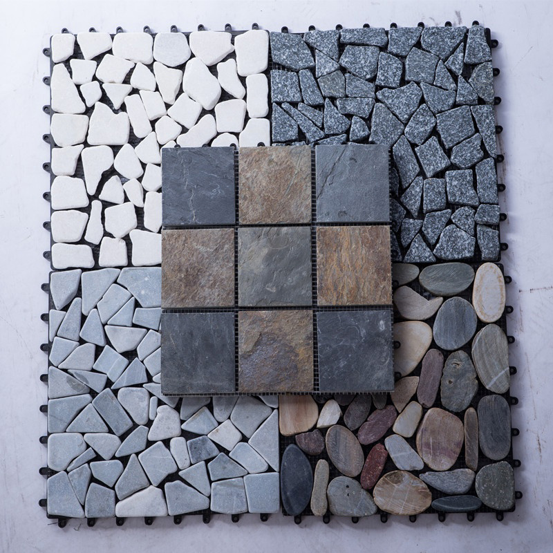 Utendørs Stone Pebble Garden Interlocking Stone Deck Fliser